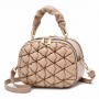 Trendy Embossed Winkled  Mini Women Round Shoulder Bag - Beige
