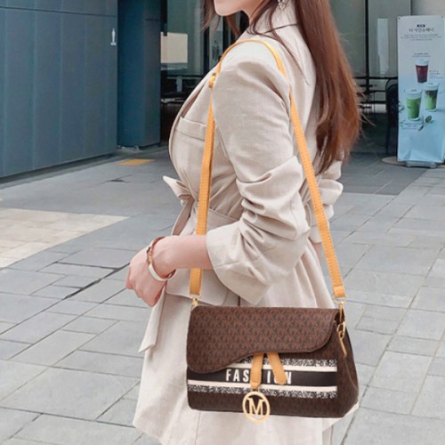 Stylish & Spacious Generous Letter Printed Messenger Shoulder Bag - Dark Brown image