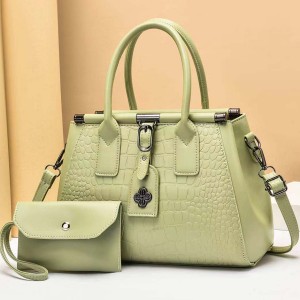 Two Piece Crocodile Pattern Women Square Hand Bag - Green