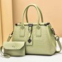 Two Piece Crocodile Pattern Women Square Hand Bag - Green
