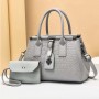 Two Piece Crocodile Pattern Women Square Hand Bag - Grey