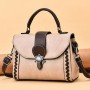 Elegant Lock Design Flap Cross Body Texture Women Shoulder Bag - Beige