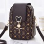 Check Box Micky Mouse Adjustable Strap Flip Women Shoulder Bag - Dark Brown
