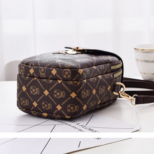 Check Box Micky Mouse Adjustable Strap Flip Women Shoulder Bag - Dark Brown image