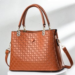 Trendy Oblique Double Hand Floral Women Tote Hand Bag - Brown