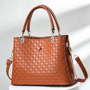 Trendy Oblique Double Hand Floral Women Tote Hand Bag - Brown