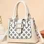 Versatile Double Handle Zipper Pockets Vertical Square Tote Hand Bag - Cream