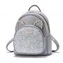 Luxury Sequin Cat Shape Multi Pockets Women Backpack - Grey