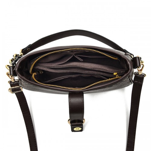 Crossbody Chain Baguette Plaid Pattern Messenger Shoulder Bags - Brown image