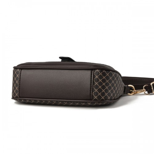 Crossbody Chain Baguette Plaid Pattern Messenger Shoulder Bags - Brown image