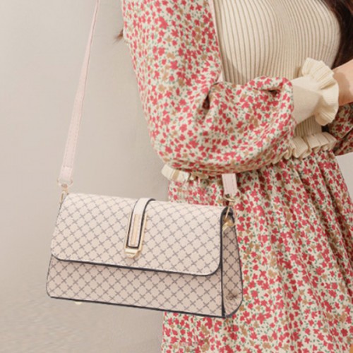 Trendy Geometric Patch Pocket Women Shoulder Bags - Beige image