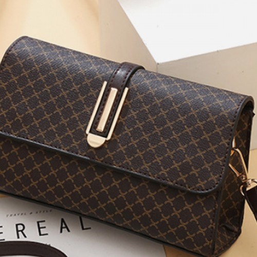 Trendy Geometric Patch Pocket Women Shoulder Bags - Dark Brown image