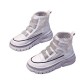 Platform Thick Bottom Mesh Velcro Soft Sole Women Sneakers - White image