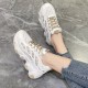 Comfort Round Toe Breathable Lace Up Sports Sneakers - Brown image