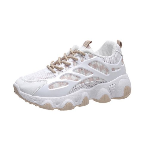 Comfort Round Toe Breathable Lace Up Sports Sneakers - Brown image