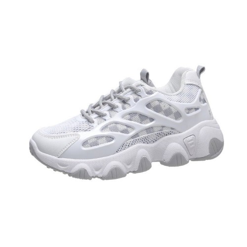 Comfort Round Toe Breathable Lace Up Sports Sneakers - Grey image