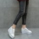 Thick Soled Laces Closure Round Toe Ankle Sneakers - White image