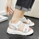 Comfortable Velcro Ankle Strap Open Toe Wedge Sandals - White image