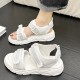 Comfortable Velcro Ankle Strap Open Toe Wedge Sandals - White image