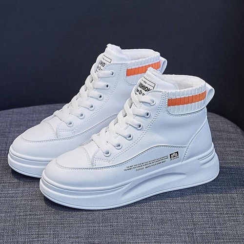 Platform Lace Up Flat Bottom Breathable Mesh Sneakers - White image