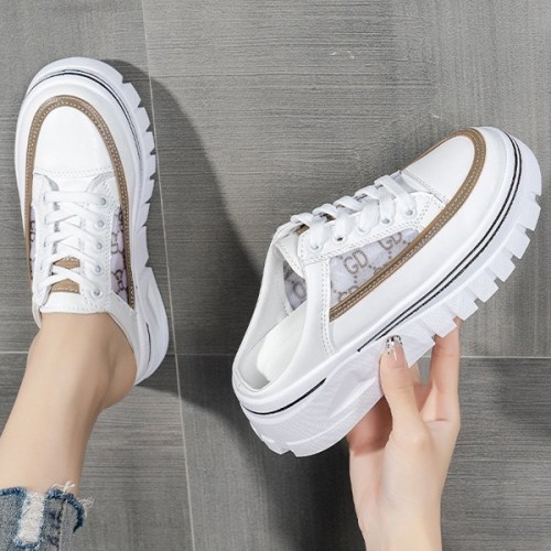 Comfort Round Toe Lace Up Low Top Sport Sneakers - Brown image