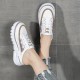 Comfort Round Toe Lace Up Low Top Sport Sneakers - Brown image