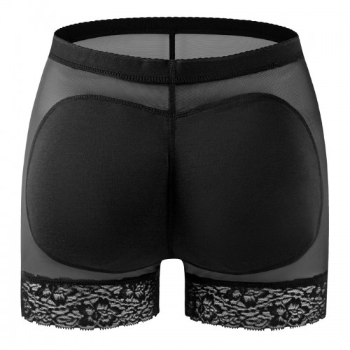 Lace High Waist Butt Padded Panties Shapewear Coreset - Black image