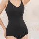 Ribbed Design Solid Color Sleeveless Women Sliming Bodysuit - Black image