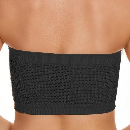 Strapless Mesh Bandeau Tube Top Non Padded Women Bra - Black image