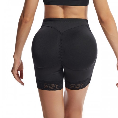 Hip Lifting High Waist Sponge Padded Butt Lifter Panties Corset- Black image