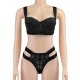  Luxury Two Pieces Bralette Lace Nightwear Bra & Panty Set - Black image