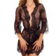 Luxury Mesh Cardigan Nightgown Baby Doll Nightwear - Black image