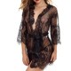 Luxury Mesh Cardigan Nightgown Baby Doll Nightwear - Black image