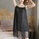 Camisole Women Lace Detailed Lingerie Gown Nightdress - Black image
