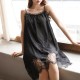 Camisole Women Lace Detailed Lingerie Gown Nightdress - Black image