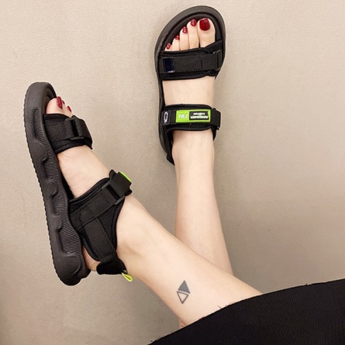 Comfortable Round Head Soft Bottom Women Sporty Sandals - Black image