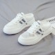 Breathable Canvas Open Heels Slip On Flat Lace Up Sneakers - Blue image