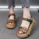 Roman Style Thick Bottom Buckle Closure Straps Sandals - Green image