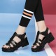 Platform Thick Bottom Buckle Closure Strappy Wedge Sandals - Black image