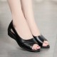 Open Toe Low Cut Flat Bottom Hollow Out Women Sandals - Black image