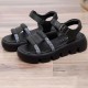 Roman Style Sequin Buckle Strappy Fish Mouth Women Sandals - Black image
