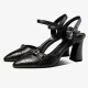 Strappy Buckle Closure Pointed Toe Party High Heel Sandals - Black image