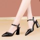 Strappy Buckle Closure Pointed Toe Party High Heel Sandals - Black image
