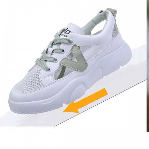 Comfortable Cross Straps Flat Lace Up Soft Sole Women Sneakers - Green image