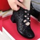 High Top Back Zipper Non-slip Hollow Out Soft Sole Casual Shoes - Black image