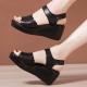 Sporty Velcro Closure Soft Sole Strappy Open Toe Wedge Sandals - Black image