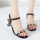 Comfortable Ankle Straps Floral Buckle Closure Fairy Heel Sandals - Black image