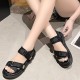 Comfortable Strappy Velcro Soft Sole Open Toe Flat Sports Sandals - Black image