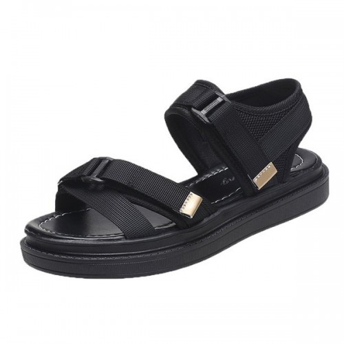 Comfortable Strappy Velcro Soft Sole Open Toe Flat Sports Sandals - Black image