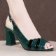 Stylish Peep Toe Buckle Closure High Heel Pumps Sandals - Green image